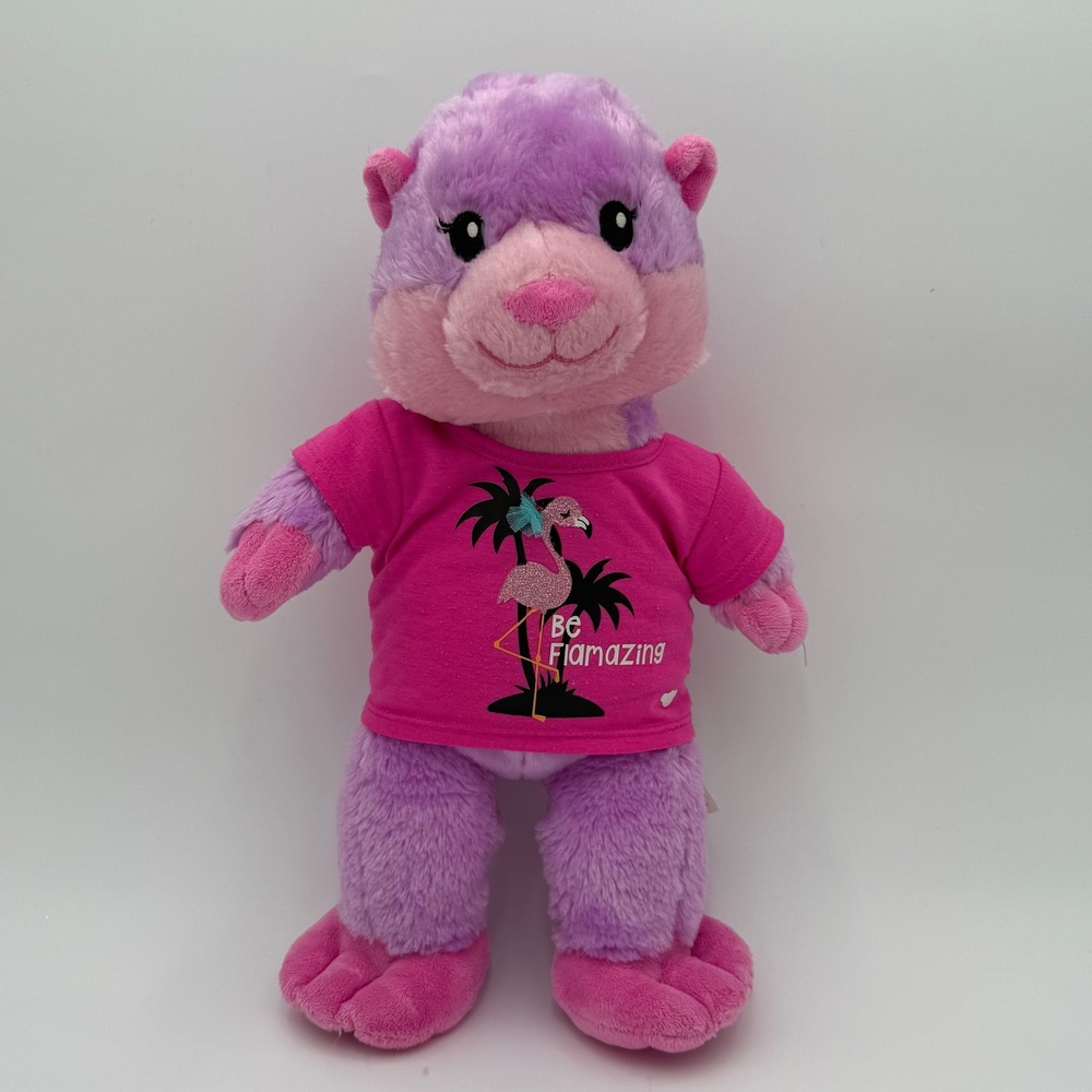 Build A Bear Plush Purple Otter Flamingo T Shirt Be Flamazing Kids Toy EUC